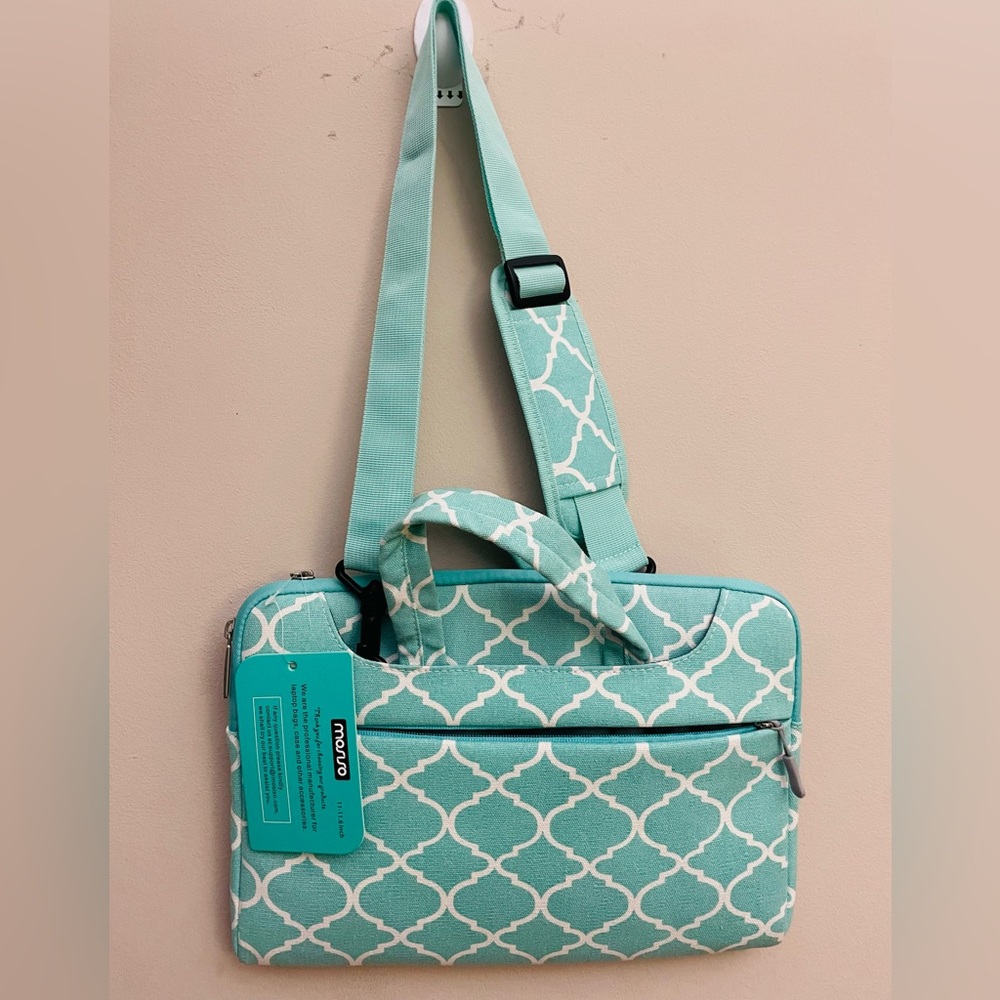 Mint Green Patterned Laptop Bag
